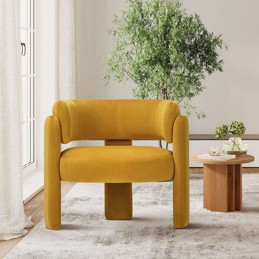 33" Wide Upholstered Modern 3-Legs Barrel Accent Chair